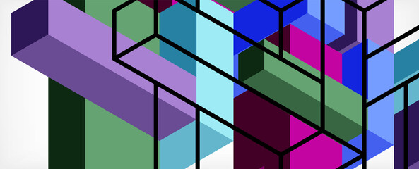 Abstract background. 3d cubes, cubic elements and blocks. Techno or business concept for wallpaper, banner, background, landing page