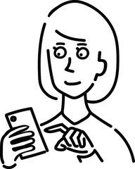 これはスマートフォンを操作する女性のイラストです。