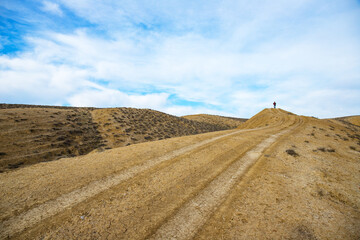 Beautiful mountains near the canyon, near the town of Sangachaly. Azerbaijan.