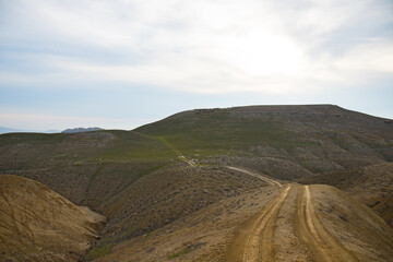 Obraz premium Beautiful mountains near the canyon, near the town of Sangachaly. Azerbaijan.