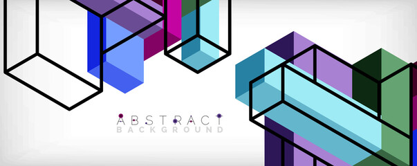 Fototapeta na wymiar Abstract background. 3d cubes, cubic elements and blocks. Techno or business concept for wallpaper, banner, background, landing page