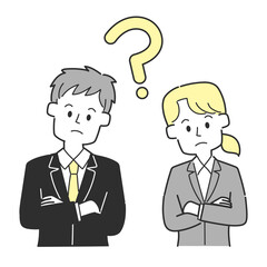 疑問を感じているビジネスマンの男女