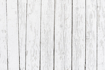 Fototapeta na wymiar Background of weathered white planks, bright worn surface texture as graphic design element