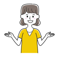 身振り手振りで説明する女性