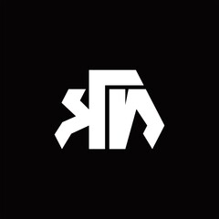 KN Logo monogram with octagon shape style design template