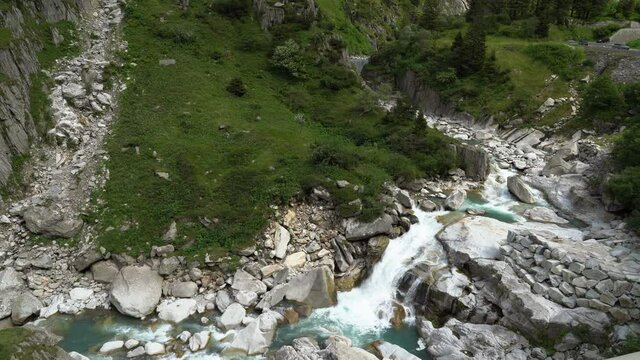 Devil's Bridge. Schollenen Gorge, upper Reuss, canton of Uri between Goschenen and Andermatt. Switzerland.