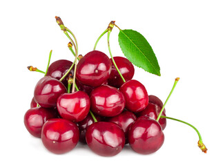 Sweet cherry fruits isolated on a white background