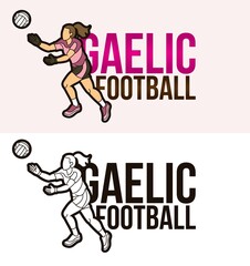 Fototapeta na wymiar Gaelic Football Text with Sport Player Graphic Vector