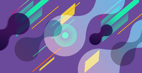 Fototapeta premium Abstract geometric background. Bauhaus, Memphis minimalist retro poster graphic vector illustration. Abstract trendy pattern of square and round shapes.