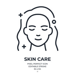 Skin care concept editable stroke outline icon isolated on white background flat vector illustration. Pixel perfect. 64 x 64.