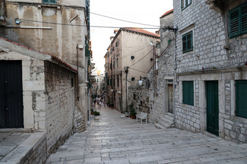 Fototapeta na wymiar Narrow streets of Sibenik town in Croatia