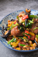 Stir fried chicken with Cashew nuts and bell pepper