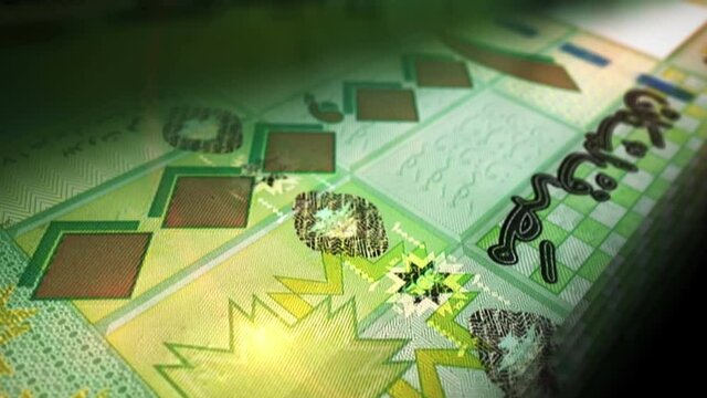 Lebanon pound money counting. LBP banknotes. Fast cash note count macro loop. Business and economy loopable and seamless concept.