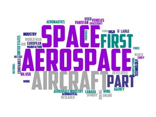 aerospace wordcloud concept, wordart, technology,aerospace,industry,aircraft,plane