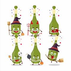 Halloween expression emoticons with cartoon character of champagne bottle open
