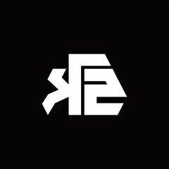 KZ Logo monogram with octagon shape style design template