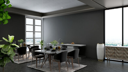 luxury restaurant 3d design interior for wall mockup