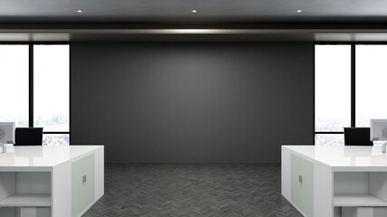 office area with blank wall 3d design interior