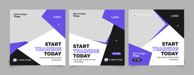 Fitness instagram gym social media post template