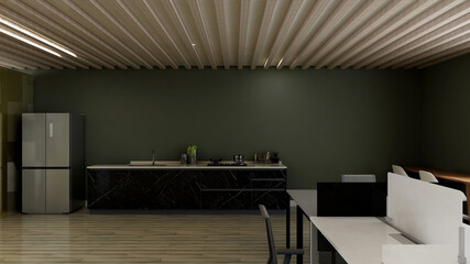 office area with blank wall 3d design interior