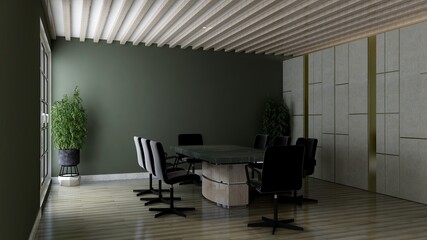 Fototapeta premium modern office meeting room for company wall logo mockup