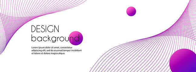 Vector abstract long banner with purple wavy lines. Minimal trendy background for facebook cover, web header design - obrazy, fototapety, plakaty