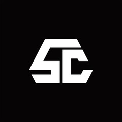SC Logo monogram with octagon shape style design template