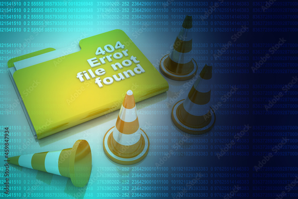 Poster 3d rendering folder icon with traffic cones