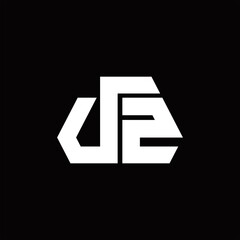 VZ Logo monogram with octagon shape style design template