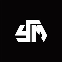 YM Logo monogram with octagon shape style design template