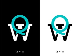 Black and white color of QW initial letter