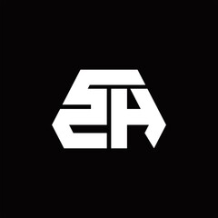 ZH Logo monogram with octagon shape style design template