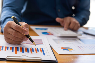 Businessman Calculating Real Estate Investment. Corporate Business Financing Accounting Concept.  Professional Accountant Manager at Workplace. Man Bookkeeper Analyzes Economy Income, Account Tax