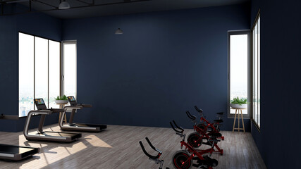 a blank wall in modern gym interior for gym wall logo mockup