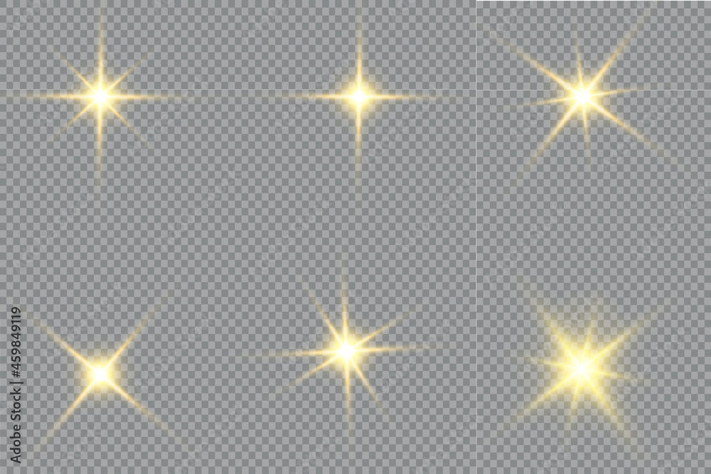 Wall mural vector illustration of abstract flare light rays. a set of stars, light and radiance, rays and brigh