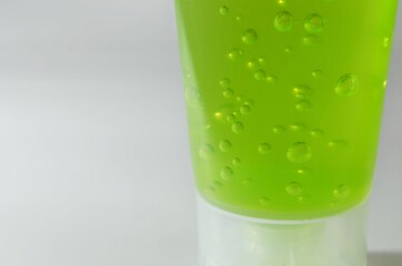 Alcohol gel in a bottle on the table