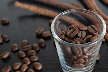 coffee beans in a glass