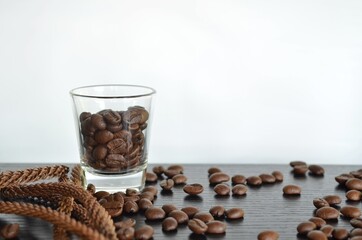 cup of coffee with beans