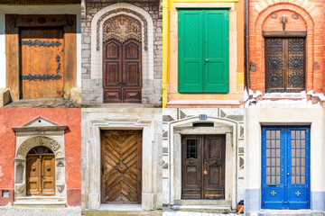 Fototapeta na wymiar Various doors. Photo collage and travel concept