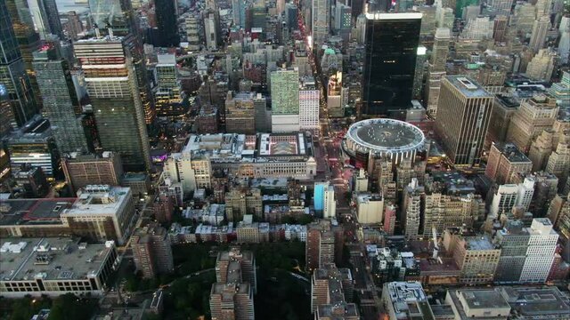 New York, New York, United States - September 26, 2021 : Aerial Of Madison Square Garden In Midtown, New York City