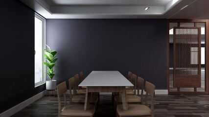 modern office meeting room for company wall logo mockup