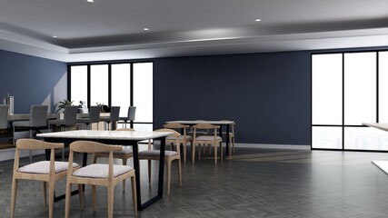 luxury restaurant, cafe, or bar 3d design interior for wall mockup