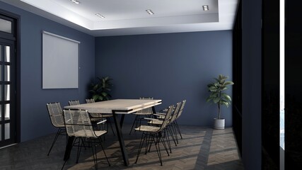 modern office meeting room for company wall logo mockup