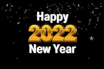 Happy New Year! 2022. Volumetric gold numbers on a black festive background. New year concept banner (2)
