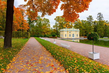 Catherine park in autumn foliage, Tsarskoe Selo (Pushkin), Saint Petersburg, Russia