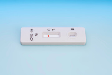 Covid-19 Antigen Rapid test kits   on white background. Test results result is negative.