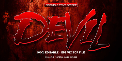 Editable text effect scary, devil, haunted, halloween event