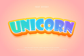 Fototapeta na wymiar Unicorn 3d text effect on peach background