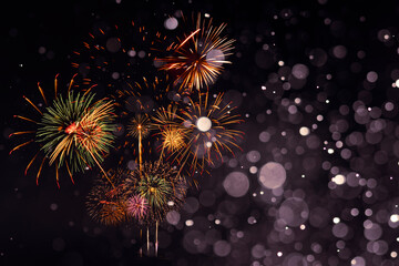 Fireworks with Abstract bokeh background