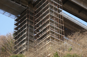Scaffolding on a motorway viaduct